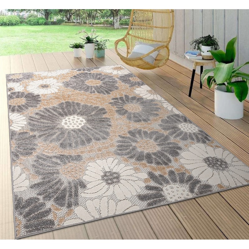 World Rug Gallery Palermo Modern Floral Indoor/Outdoor Area Rug