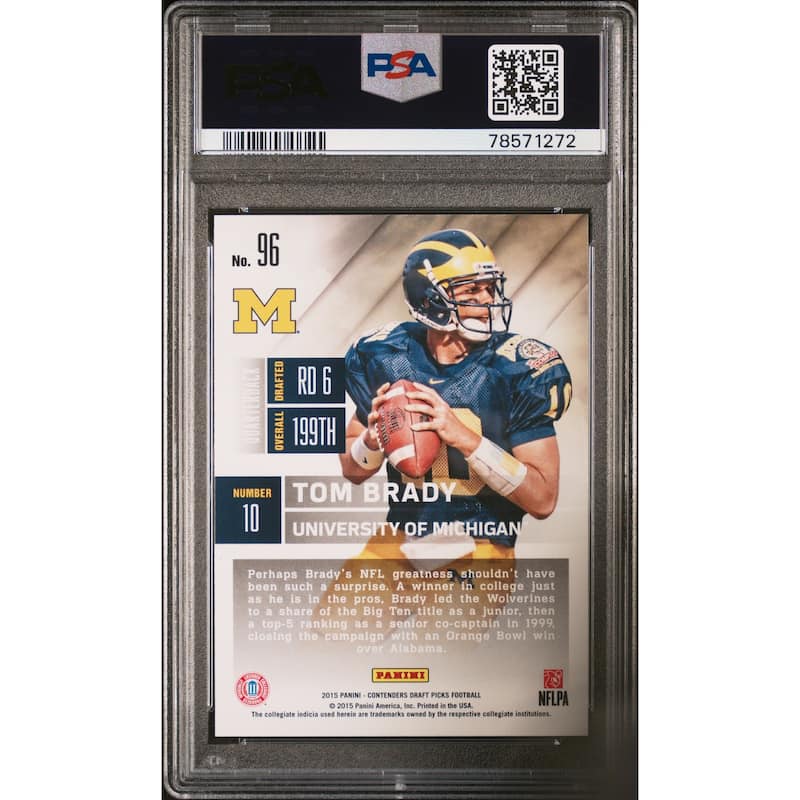 Tom Brady 2015 Panini Contenders Draft Picks Football Card #96 Graded PSA 10 - 8'6" x 11'6"