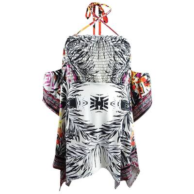 NY Collection Women's Plus Size Strappy Babydoll Tunic (2X, Red Multi)