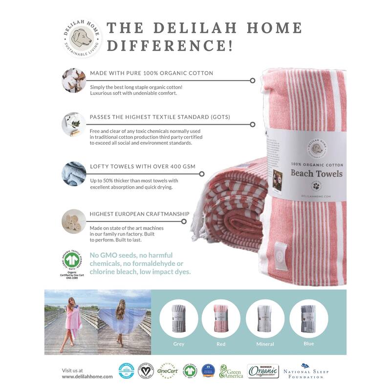 Delilah Home Organic Cotton Sunset Beach Towel 36 Inch by 70 Inch