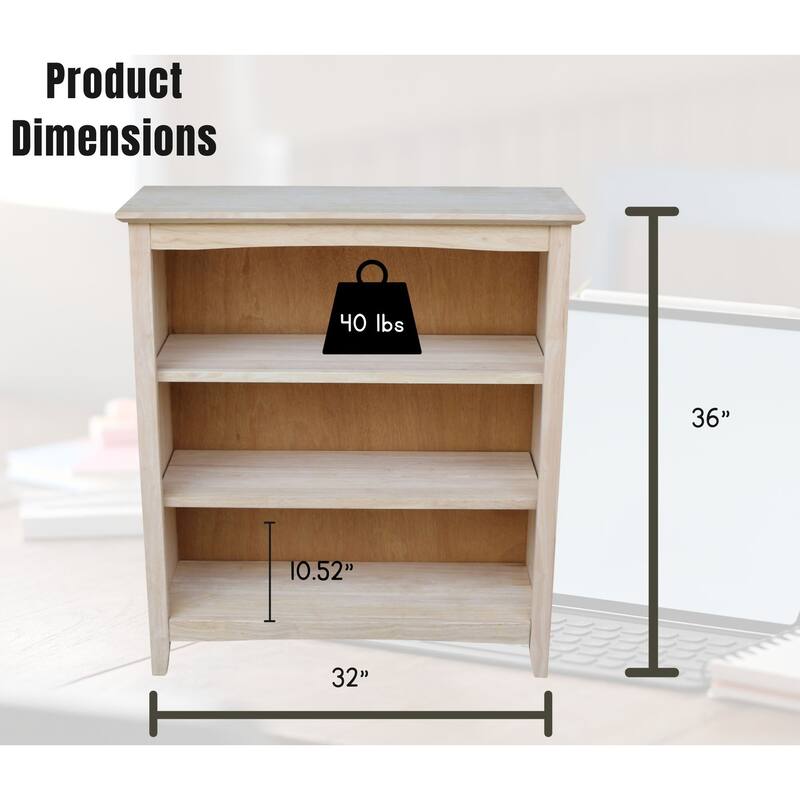 International Concepts Solid Wood Shaker Bookcase
