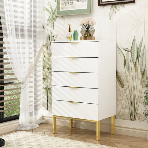 FUFU&GAGA 5Drawer Utility Storage Chest Drawer Organizer Cabinet Table