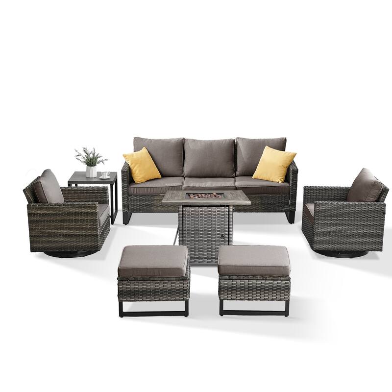 Outdoor Pocassy Sofa Chairs Set with Fire Table