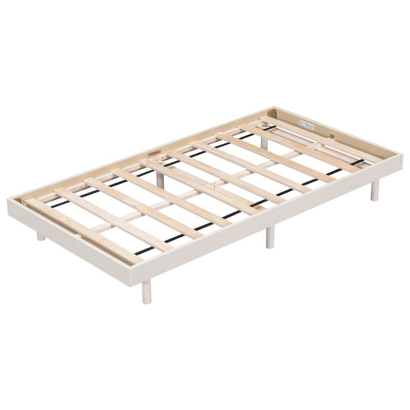 Modern Design Twin Size Floating Platform Bed Frame, Grey
