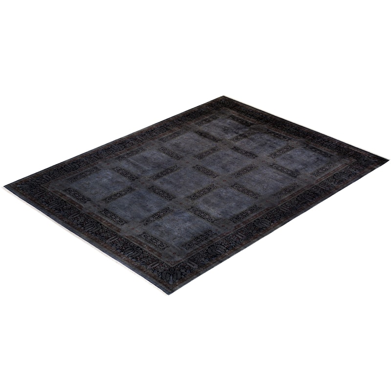 Overton Hand Knotted Wool Vintage Inspired Modern Contemporary Overdyed Gray Area Rug - 9' 2" x 12' 1"