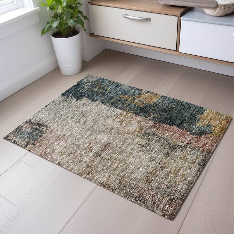 Premium Washable Super Soft Modern Giselle Mayfield Rug - Taupe - 1'8" x 2'6"