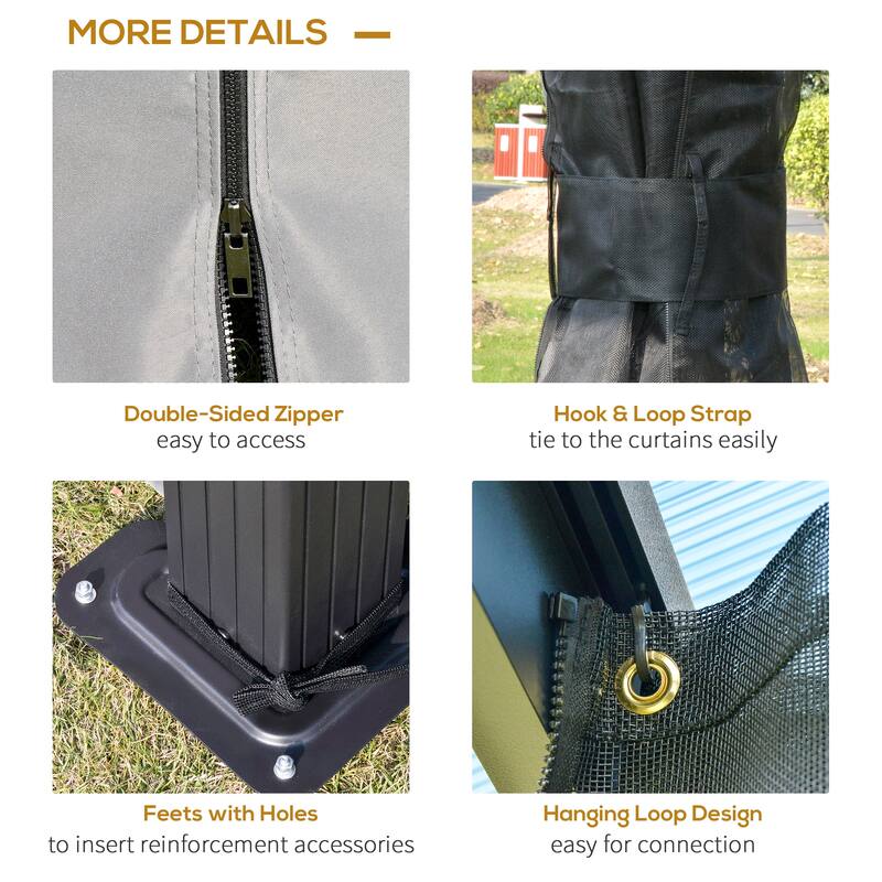 10x10 Hardtop Gazebo with Polycarbonate Roof, Aluminum Frame, Netting & Curtains for Outdoor Use