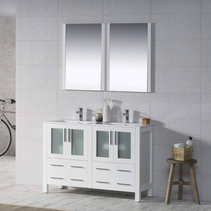 Blossom 48" Double Sink Bathroom Vanity with Ceramic Tops & Mirrors