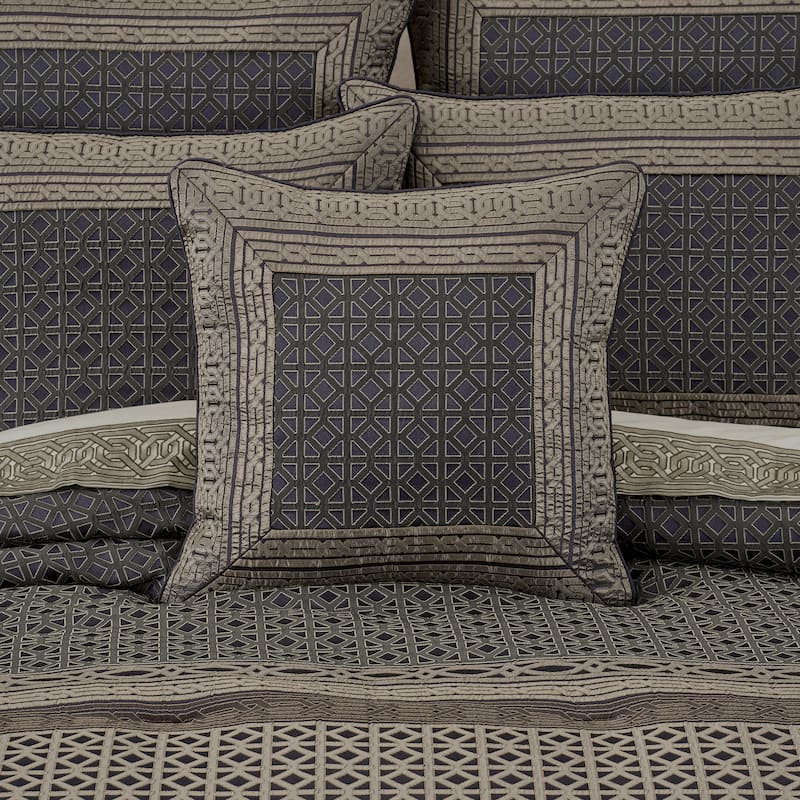 J. Queen New York Alaro Slate 20" Square Decorative Throw Pillow - Accent - Polyester - Slate