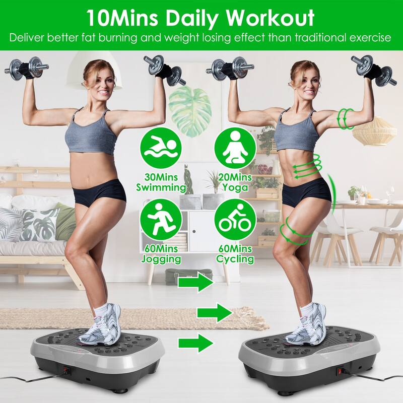 Vibration Exercise Platform With Remote Weight Loss Fat Burner - 18.11 x 11.81 x 5.11in