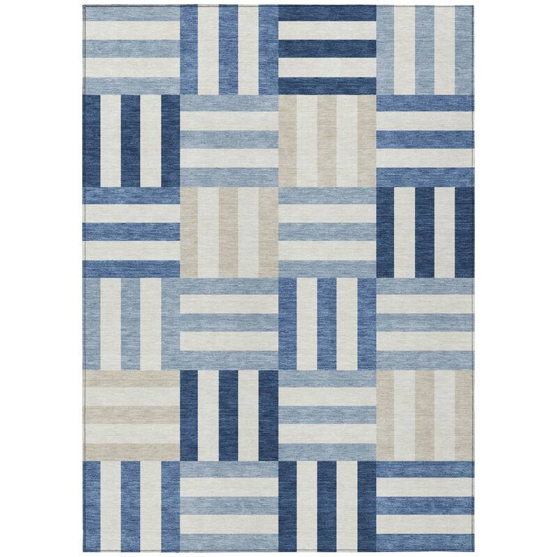 Machine Washable Indoor/ Outdoor Modern Hatch Chantille Rug
