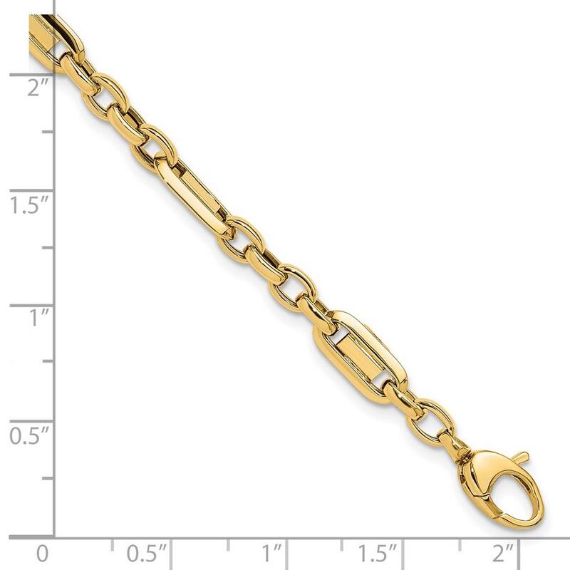 Curata 14k Yellow Gold Hollow Polished Fancy Link Bracelet 7.5 Inch