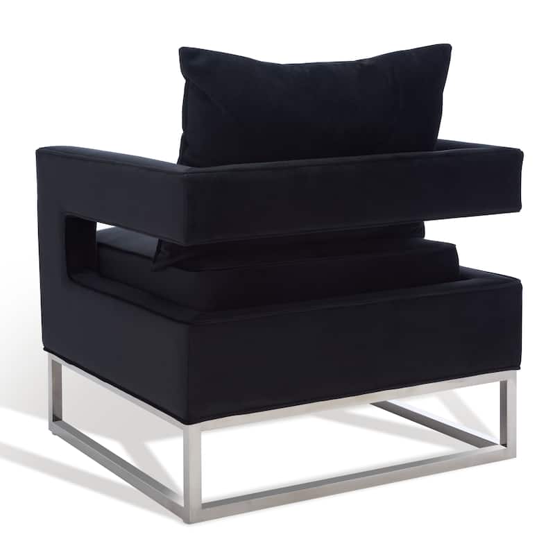 SAFAVIEH Couture Mithlesh Black Velvet Commercial Grade Club Chair - 31Wx29Dx33H