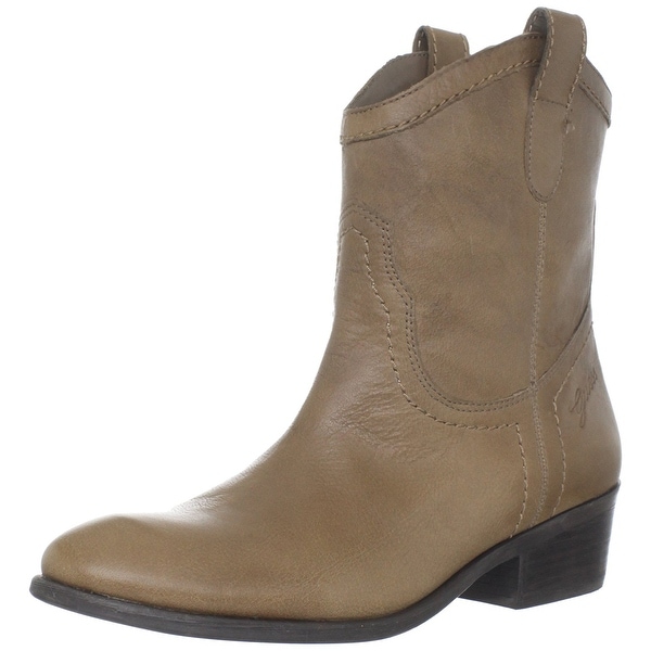 GUESS Womens Gennette Leather Almond Toe Ankle Cowboy Boots