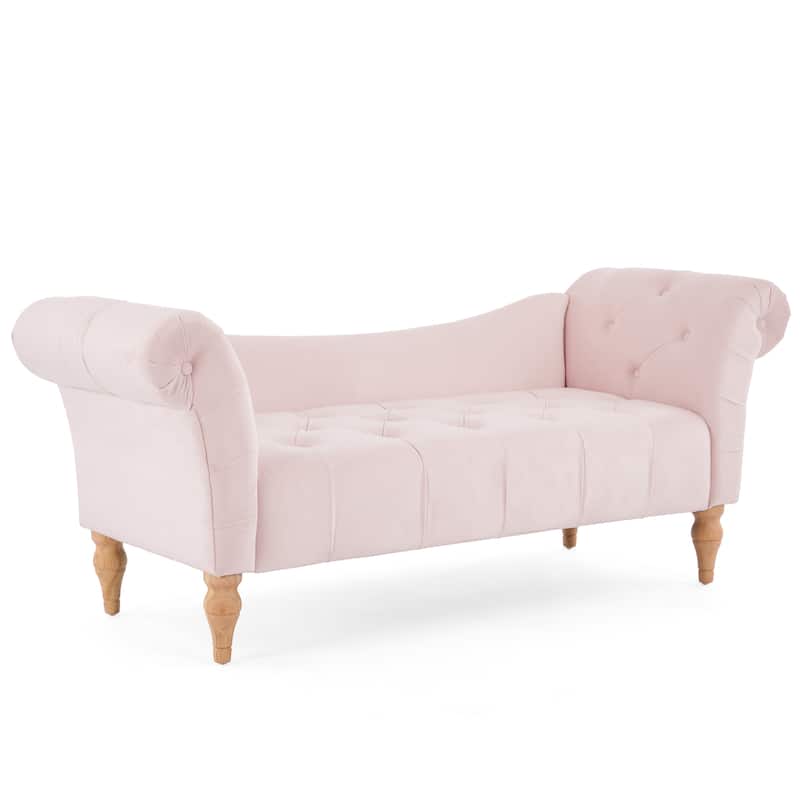 Christopher Knight Home - Larkspur Velvet Upholstered Bench with Rolled Arms and Button Tufting