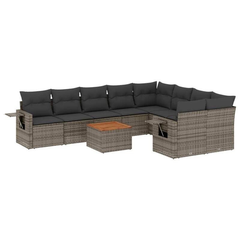 vidaXL Garden Sofa Set with Cushions Outdoor Sofa Set Corner Seat Poly Rattan