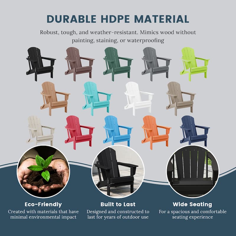 Polytrends Laguna Weather Resistant Outdoor Patio Folding Adirondack Chairs (Set of 4)