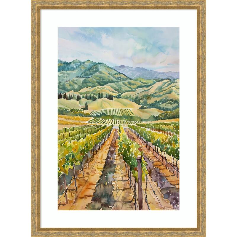 Raising Crops No. 1 by Tradelink inhouse artist Wood Framed Wall Art Print - Mila Dark Gold