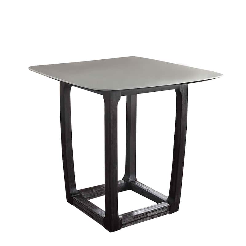 Square Marble Top Counter Height Wooden Table with Sled Base, Gray