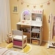 preview thumbnail 8 of 18, Gymax Kids Vanity Set Princess Girls Makeup Vanity Desk w/ 3-Color LED