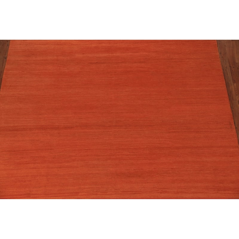 Modern Orange Gabbeh Oriental Area Rug Handmade Wool Carpet - 8'4" x 11'4"