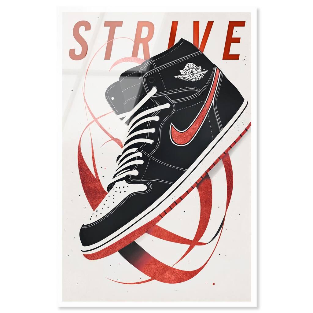 Red Ribbon Sneaker Acrylic by Art Remedy, Ready to Hang