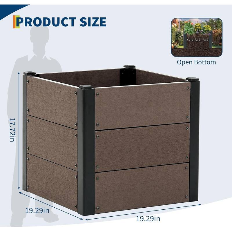 Wood Look Raised Garden Bed, with Bottom