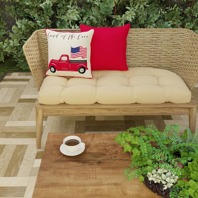 18" x 18" Americana Outdoor Throw Pillow with Welt - Set of 2 - 18'' L x 18'' W x 5'' H