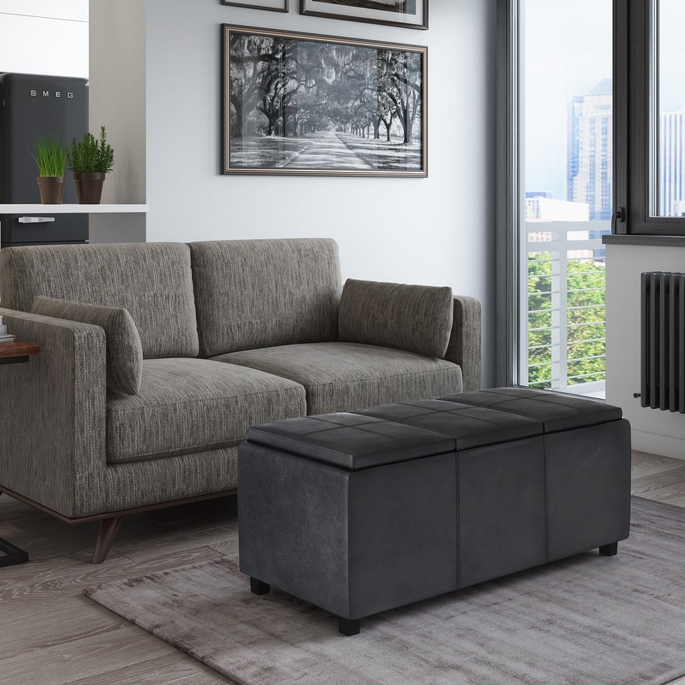 WYNDENHALL Franklin 42-in. Wide Contemporary Rectangular Storage Ottoman