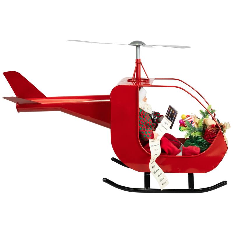 Lighted and Musical Santa Claus Helicopter Christmas Decoration - 31"