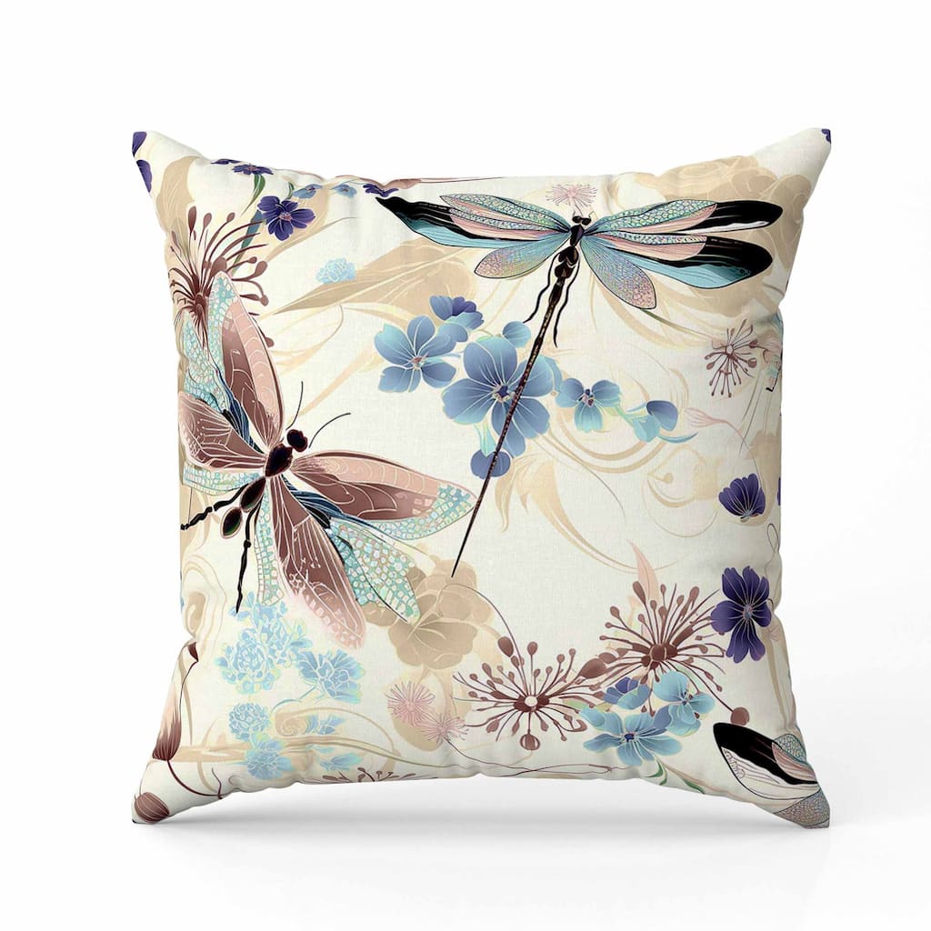 Wings in Motion Indoor/Outdoor Reversible Throw Pillow Blue and Beige