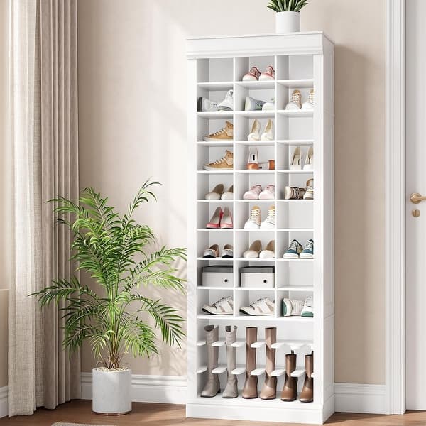 Wooden Shoe Shoe Rack White Gloss Wall Mounted High Gloss White
