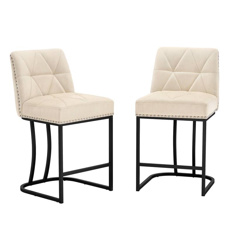 Modern 26.in Armless Barstool Metal Frame Low Back Counter Height Upholstered Bar Stool