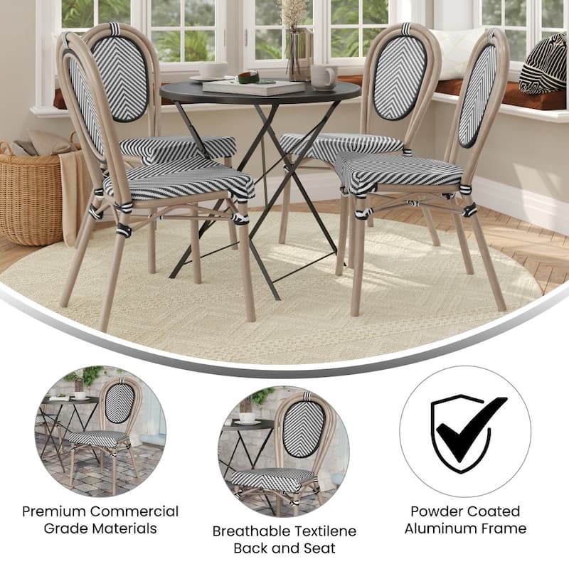 4 Pack All-Weather Commercial Paris Chairs with Metal Frames