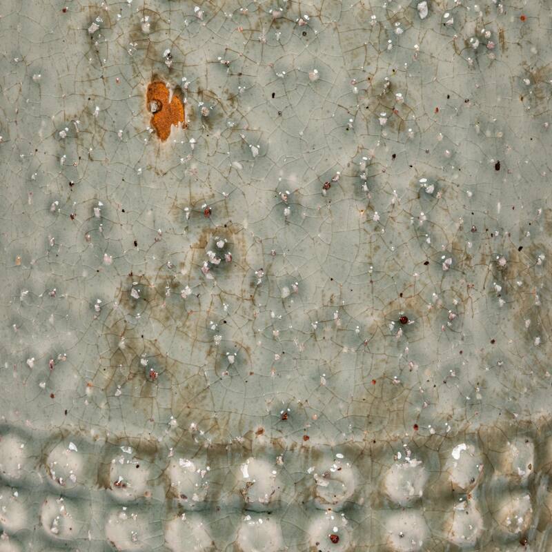 Round Terra-cotta Hobnail Planter Vase with Heavily Distressed Finish