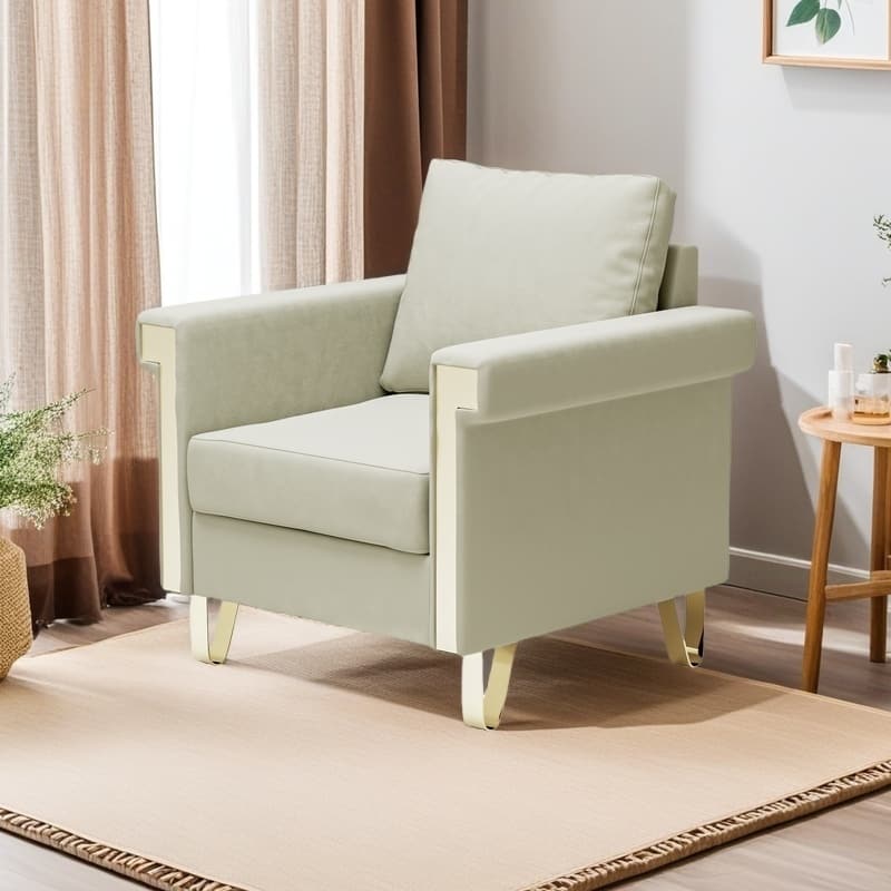 Velvet Accent Chair with Metal Legs