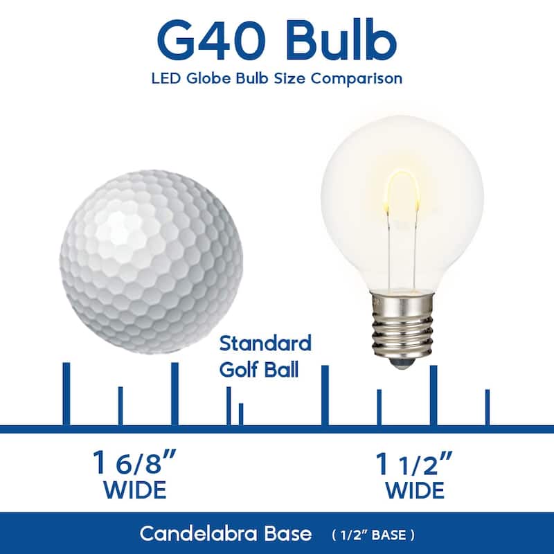 25 Pack LED G40 Plastic Filament Outdoor Globe Replacement Bulbs