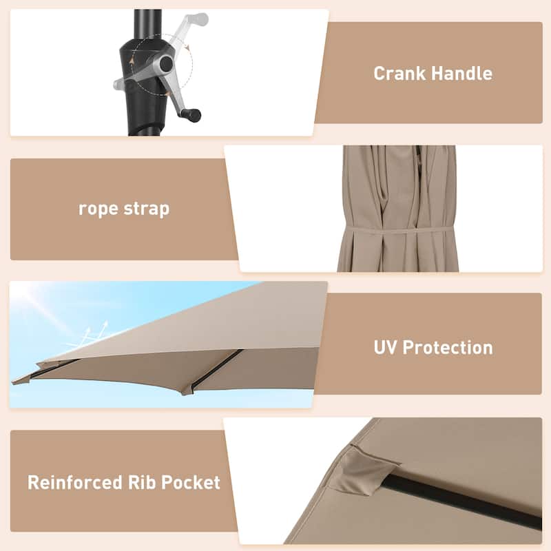 Autlaycil 15ft Patio Umbrella with Base,Large Outdoor Rectangle Double-Sided Umbrella