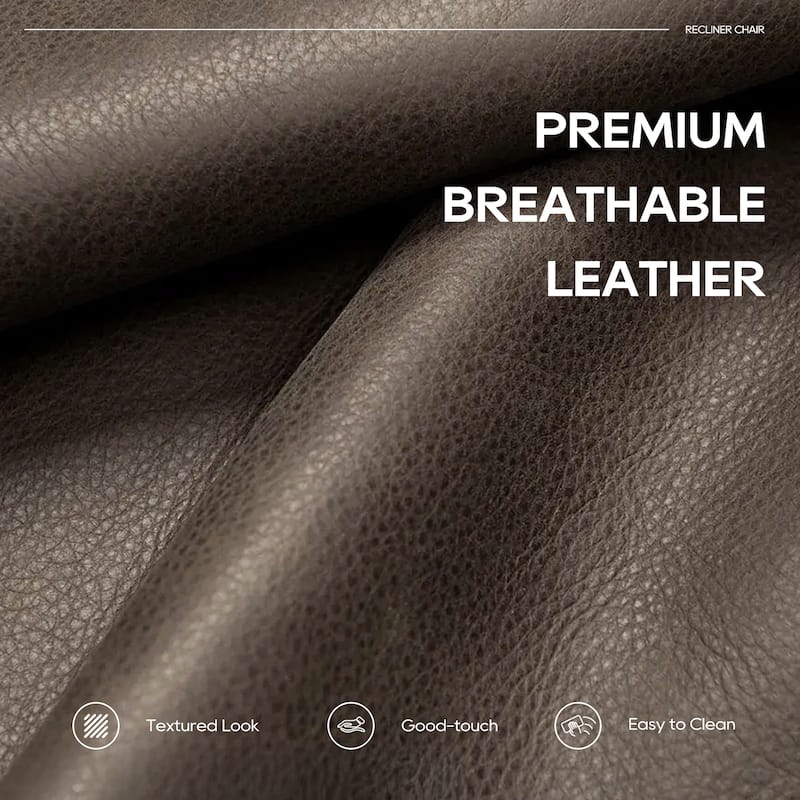 Premium Leather Swivel Recliner Chair with Rocking Motion Wide Seat Thick Cushioned Back