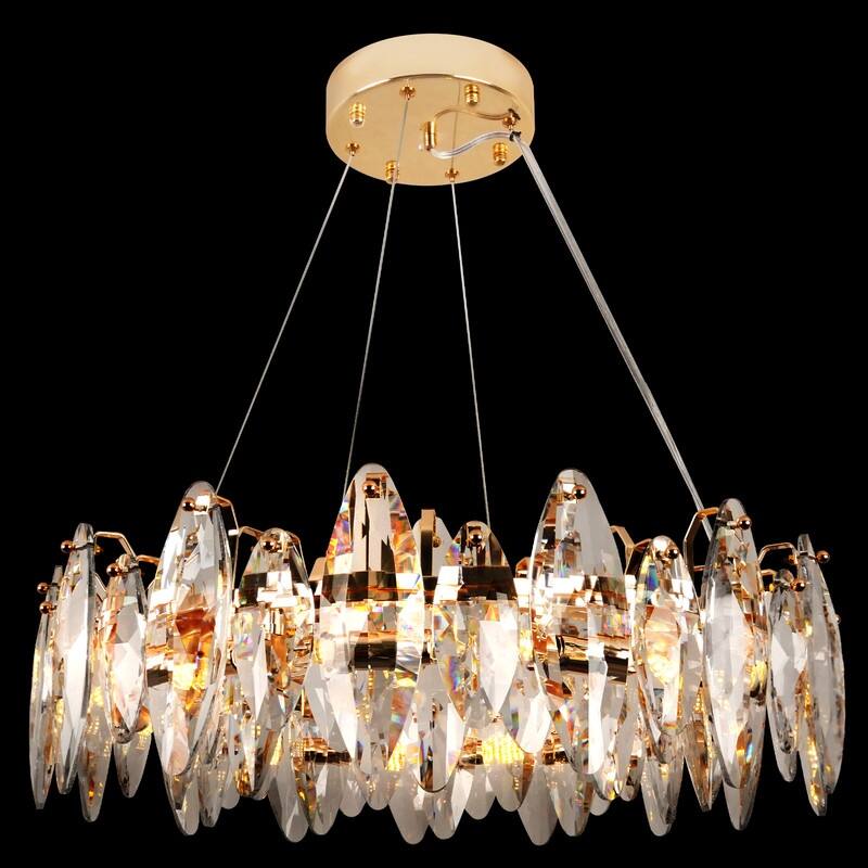23.6 in. Crystal Raindrop Chandelier, 12-Light Luxury K9 Crystal Pendant light for Dining Room, Kitchen island - Clear