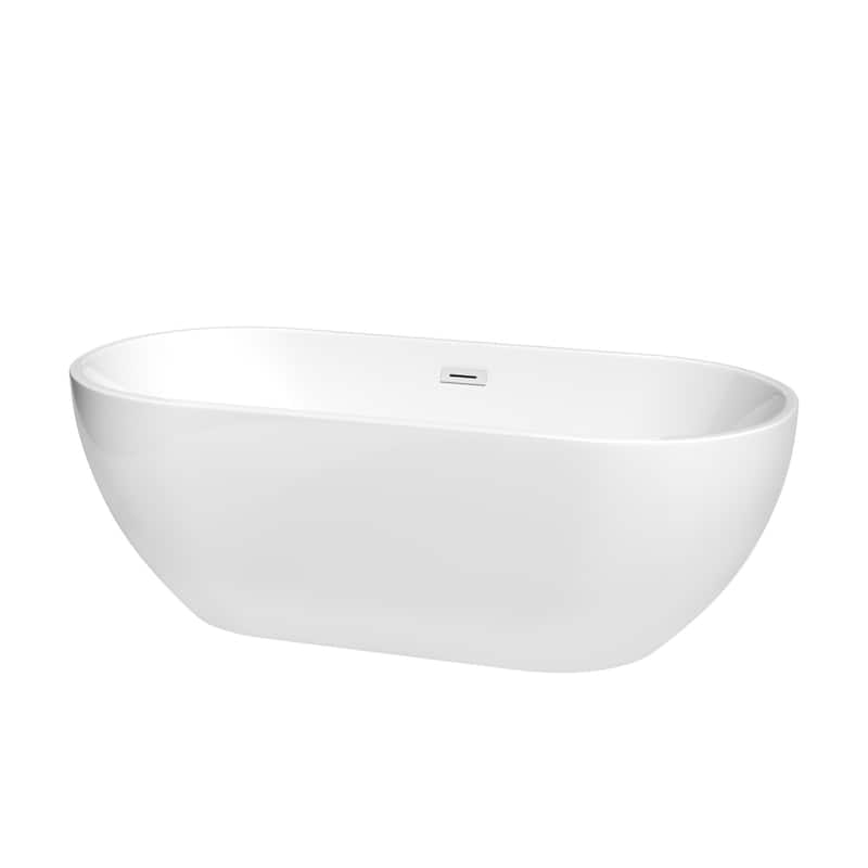 Wyndham Collection Brooklyn 67" Free Standing Acrylic Soaking Tub with - White / Shiny White Trim