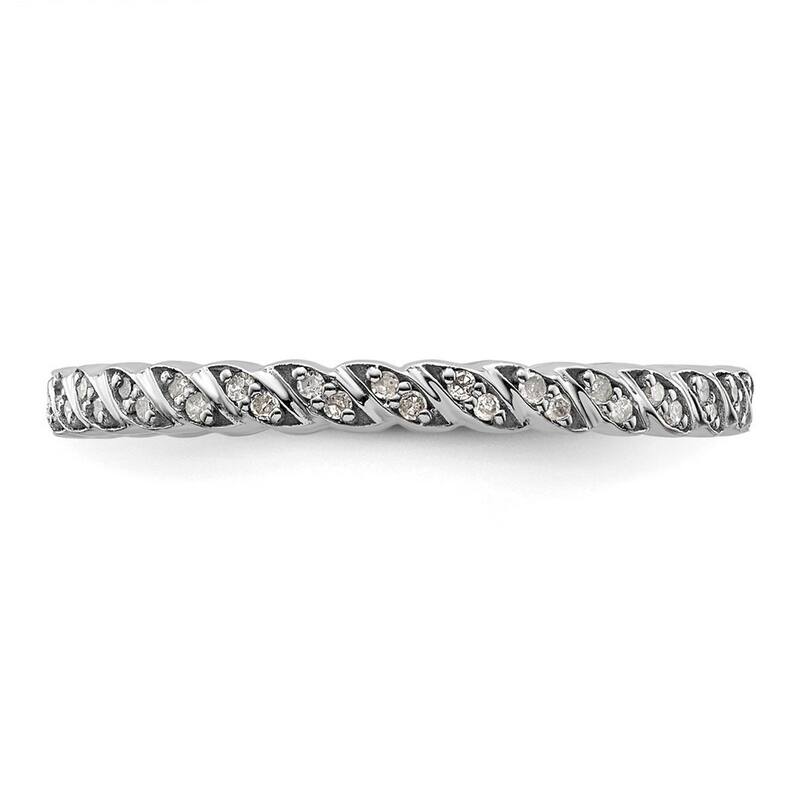 Curata 2.5mm 925 Sterling Silver Prong set Stackable Expressions Polished Diamond Ring