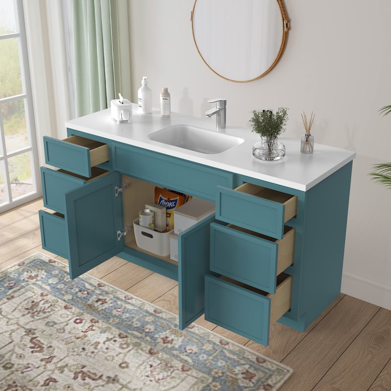 Vanity Art 63" Birch Freestanding Bathroom Vanity Cabinet without Top