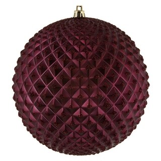Vickerman 6 Wine Durian Glitter Ball Ornament, 4 per Bag - Red - Bed