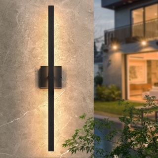 32" Outdoor Linear Strip Integrated LED Wall Sconce - H31.7" x W4.3" x D3.3"