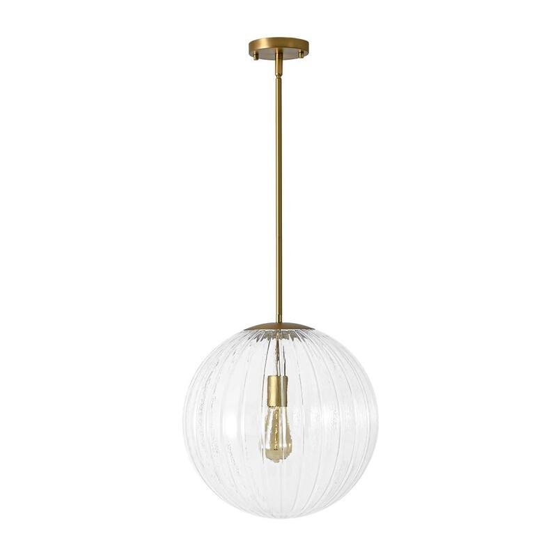 Modern Chic 1-Light Dimmable Striped Glass Sphere Pendant - 15.0 in