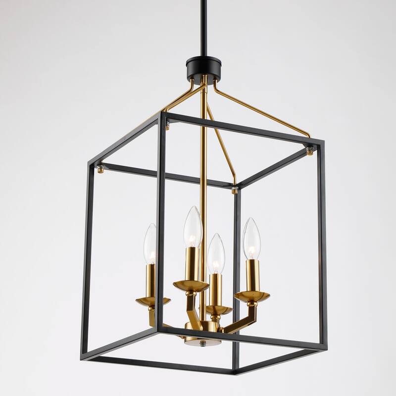 12" Black/ Gold 4-Light Foyer Pendant Chandelier Light