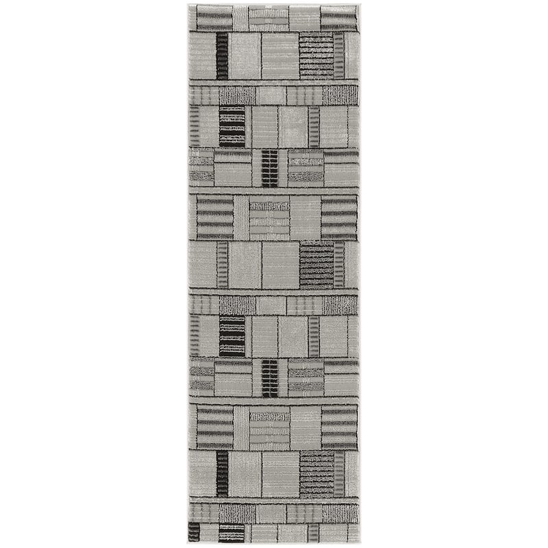 Nourison Nordic Indoor only Geometric Area Rug - 2' x 6' - Black/Grey - Runner