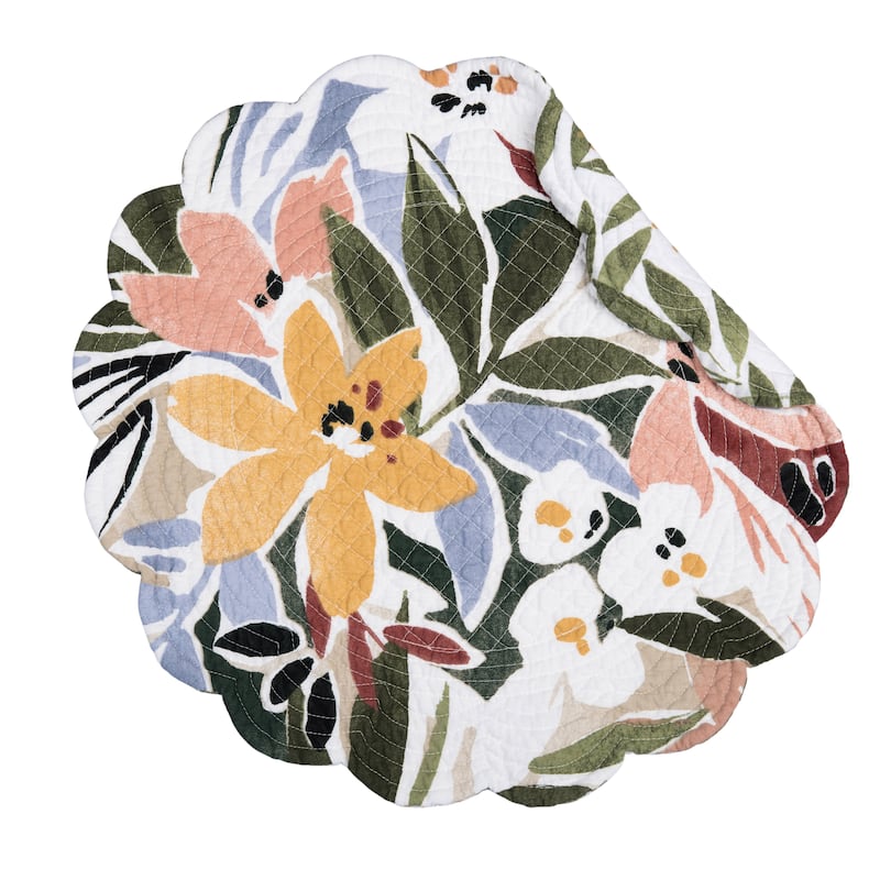 Joelle Round Quilted Placemat Set 6