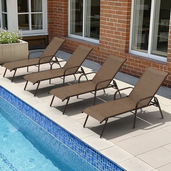 slide 2 of 51, VredHom Outdoor Patio Adjustable Chaise Lounges Chairs with Arms (Set of 2/4 )